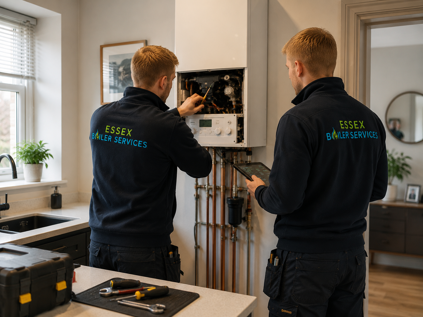 Gas Safe boiler service engineer in Essex — transparent boiler service cost, Gas Safe boiler service checklist completed